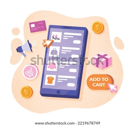 Buy merchandise concept. Online shopping, electronic transfers and payments. Order fashionable and stylish clothes at home. Advertising poster or banner for website. Isometric vector illustration