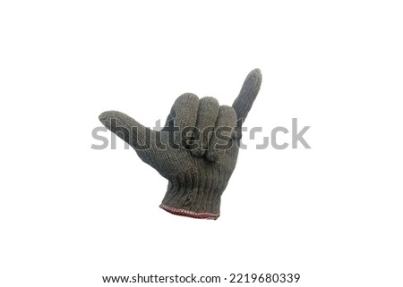 gloves make phone symbol gesture. isolated on a white background