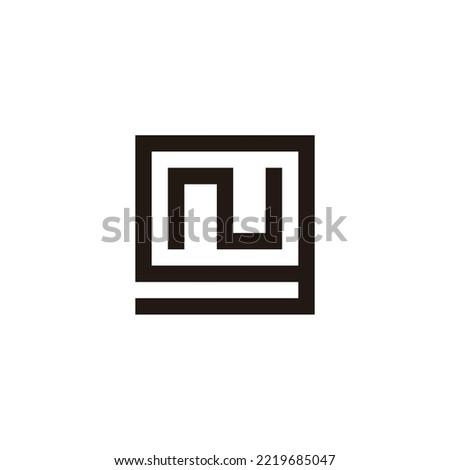 Letter N in g, line geometric symbol simple logo vector