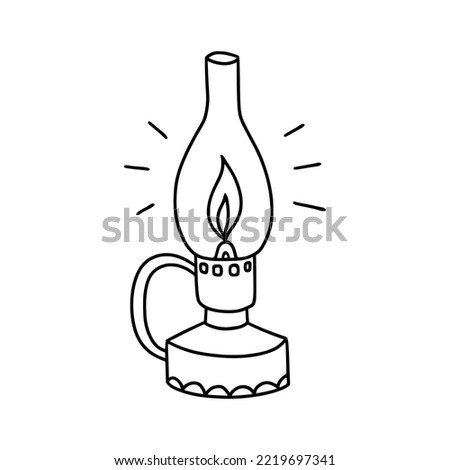 Kerosene lamp in the style of doodles. Isolated on a white background. Vector illustration.
