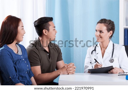 View of diverse couple during medical appointment