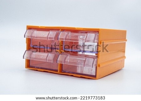 orange toolbox on white isolated background