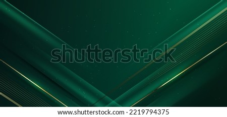 Abstract elegant dark green background with golden line diagonal and lighting effect sparkle. Luxury template design. Vector illustration. Royalty-Free Stock Photo #2219794375