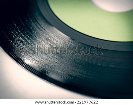 Vintage looking vinyl record music recording support