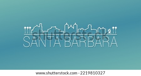 Santa Barbara, CA, USA Skyline Linear Design. Flat City Illustration Minimal Clip Art. Background Gradient Travel Vector Icon.