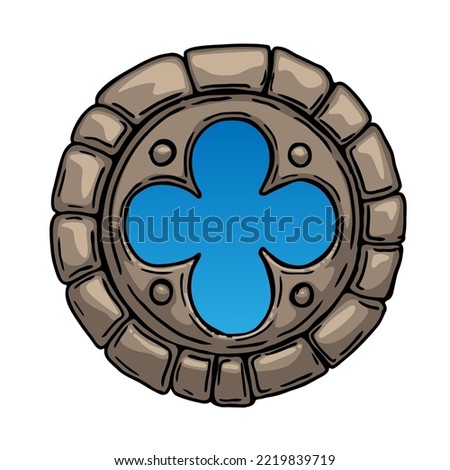 Medieval round window colored vector illustration on white background
