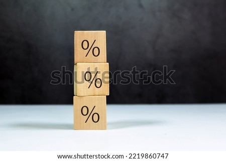 Wooden blocks with Icon percentage symbol - Business concept growth success process.