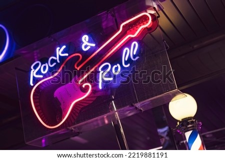 Rock and roll neon sign detail