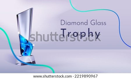 full white background diamond glass trophy vector design. audition award trophy. luxurious glass trophies for the winning prizes of competing auditions. 
