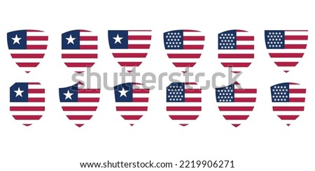 USA flag with shield shapes