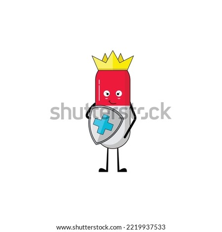 Capsule mascot using shield vector graphics