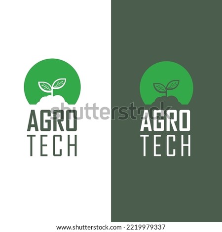 Plant germinated from seed in fertile soil logo Royalty-Free Stock Photo #2219979337