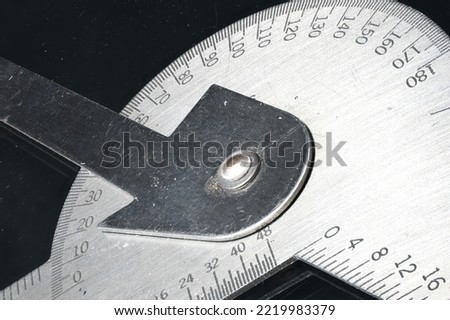 Vintage Stainless Steel Protractor close up
