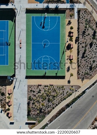Basketball court from aerial view