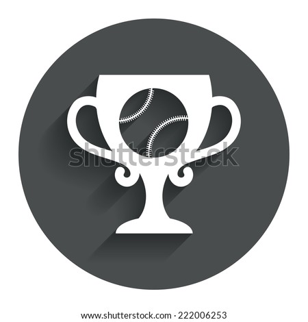 Baseball sign icon. Sport symbol. Winner award cup. Circle flat button with shadow. Modern UI website navigation. Vector