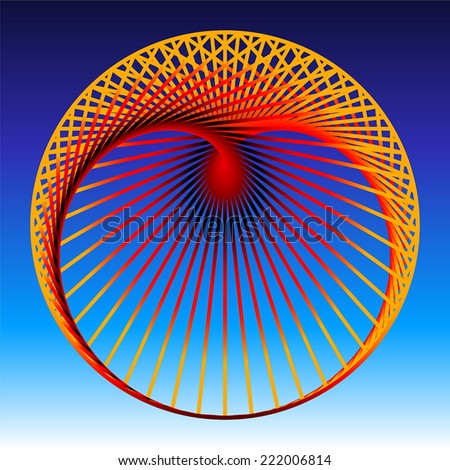 Cardioid, a mathematical plane curve, composed of orange to red gradient lines, which generate a heart shaped geometric figure. Vector illustration on blue gradient background. Royalty-Free Stock Photo #222006814