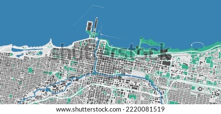 Chicago vector map. Detailed map of Chicago city administrative area. Cityscape panorama. Royalty free vector illustration. Outline map with buildings, water, forest. Tourist decorative road map.