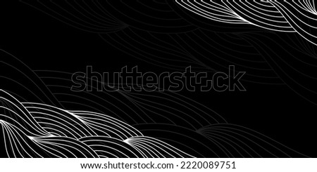 Black background Japanese design line drawn wave monochrome  Royalty-Free Stock Photo #2220089751