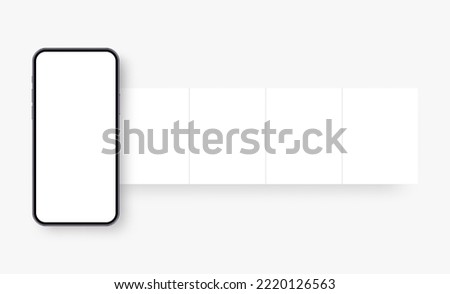 Smartphone With Blank Carousel Posts for Your Designs on Social Network. Vector Illustration