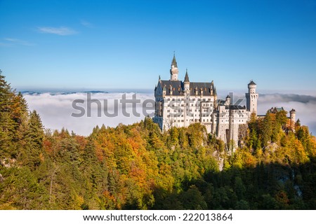 Famous Neuschwanstein castle in Bavaria,  Germany