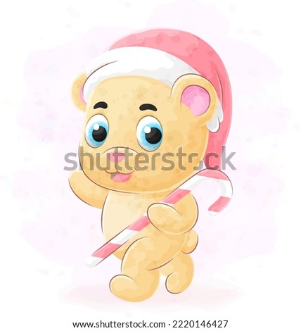 Cute little Bear with watercolor illustration