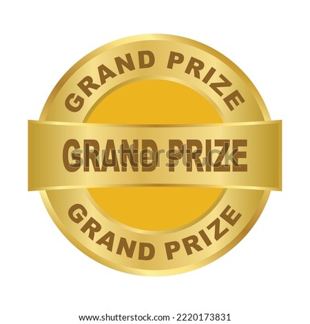 Grand prize gold medal vector illustration isolated on a white background. Royalty-Free Stock Photo #2220173831
