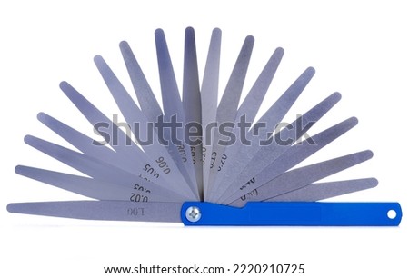 Stainless steel double end feeler gauge on white background isolation Royalty-Free Stock Photo #2220210725
