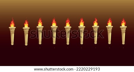 Ancient Greece flaming torch, vector illustration