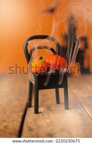 Halloween food photography.  Spooky elements surrounded in background.
