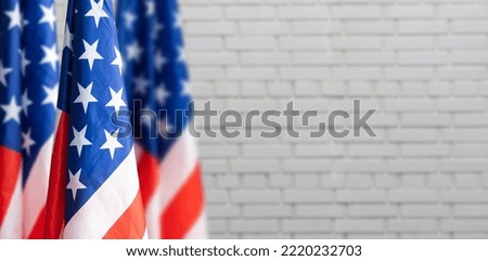 Presidents Day abstract wavy USA colors background with stars.