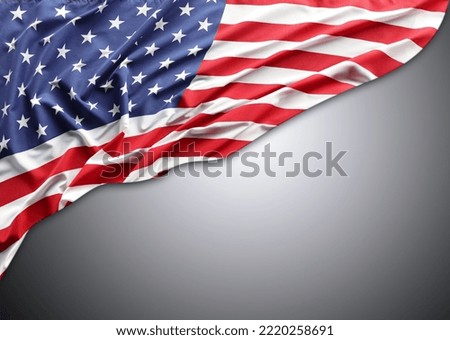 American flag on grey background