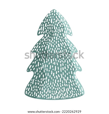 Minimalist textured fir tree in the snow. Scandinavian style. Winter design element