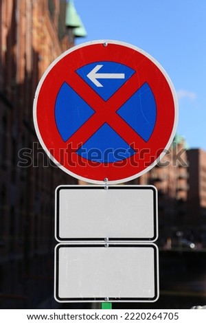 A picture of a no stopping zone or stopping restriction zone with a extra free space for some text.