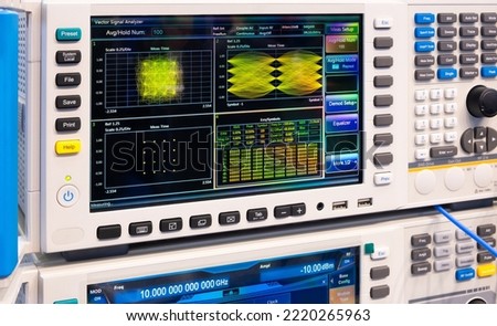 Modern mixed signal oscilloscope in laboratory Royalty-Free Stock Photo #2220265963