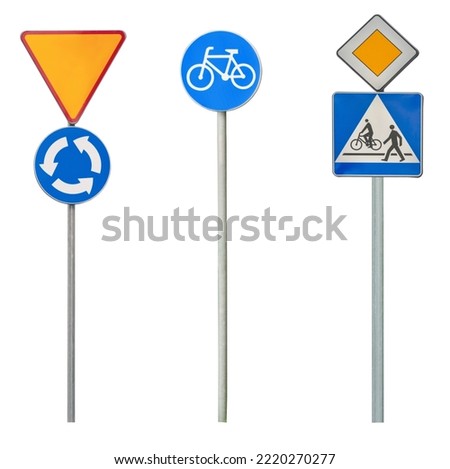 Set with different road signs isolated on white