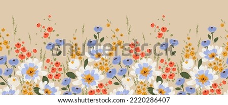 Floral seamless border. Vector design for paper, cover, fabric, interior decor and other use Royalty-Free Stock Photo #2220286407