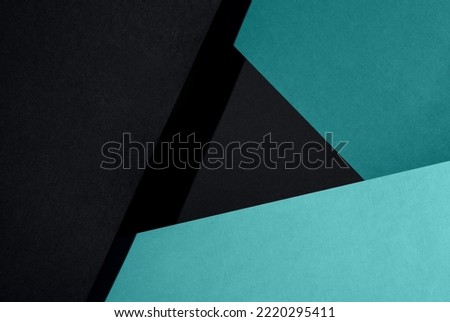 Paper for pastel overlap in teal and black colors for background, banner, presentation template. Creative trendy background design in natural colors. Background in 3d style. Royalty-Free Stock Photo #2220295411