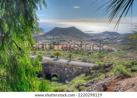 Panorama view of Los Cristianos at Tenerife, Canary Islands, Spain.