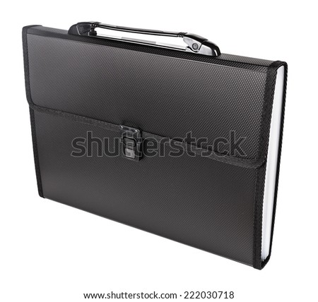 black briefcase isolated on white background
