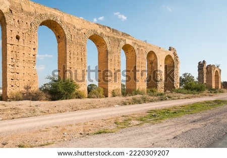  View of the ancient Roman Zaghouan Aqueduct or Aqueduct of Carthage, Tunisia. Royalty-Free Stock Photo #2220309207