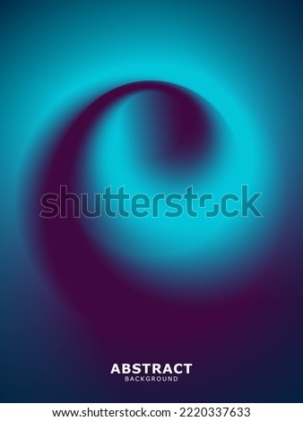 Abstract background design with gradient swirl.  Light blue liquid swirl on dark background.
