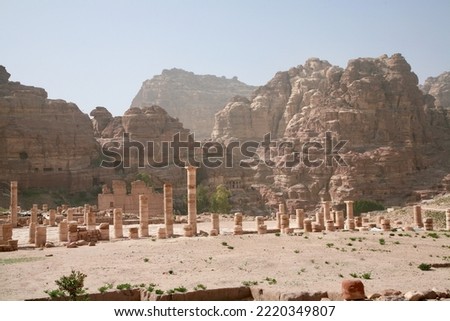 Petra, Jordan, November 2019 - A large building with a mountain in the background