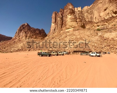 Wadi Rum, Jordan, November 2019 - A large mountain in the desert
