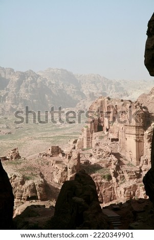 Petra, Jordan, November 2019 - A canyon with a mountain in the background