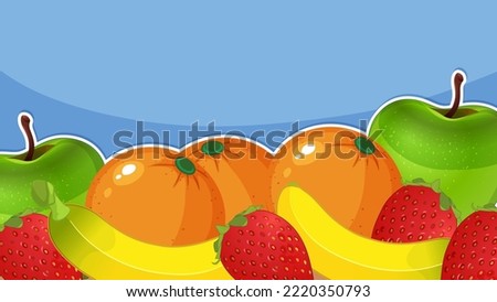 Mixed fruits background template illustration