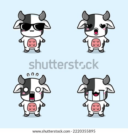 vector illustration of kawaii cow emoji sticker