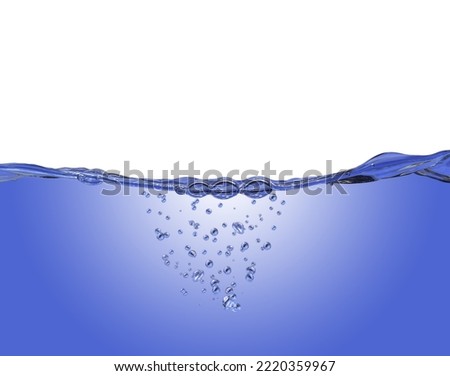 Water waves and air bubbles. Lots of underwater sponges, white and light blue gradient background. white background and copy space above