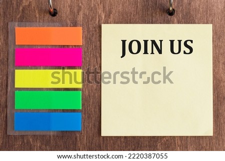 JOIN US text on vibrant yellow background , Business recruitment human resource concept