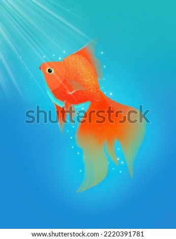 Goldfish in the water background illustration