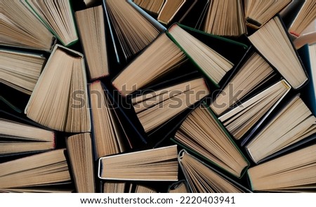 background from many books. Book view from above.  reading culture. High quality photo